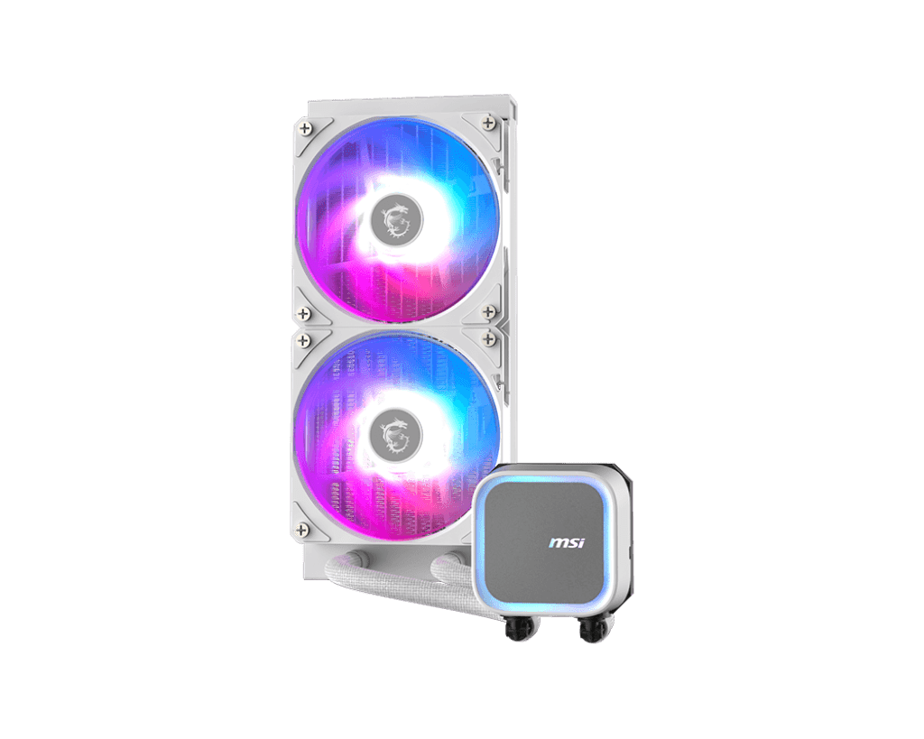 Водяное охлаждение для CPU MSI MAG CORELIQUID A13 240, 1700/1851/AM4/AM5, ARGB, Fan 2x120mm, Белый