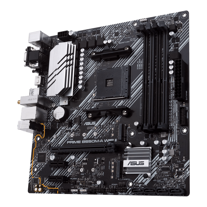 Материнская плата ASUS PRIME B550M-A WIFI II AM4 4xDDR4 4xSATA3 RAID 2xM.2 VGA HDMI DVI mATX