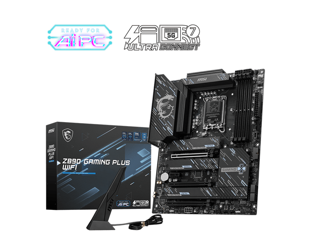 Материнская плата MSI Z890 GAMING PLUS WIFI LGA1851 4xDDR5 6xSATA3 RAID 4M.2 HDMI DP ATX