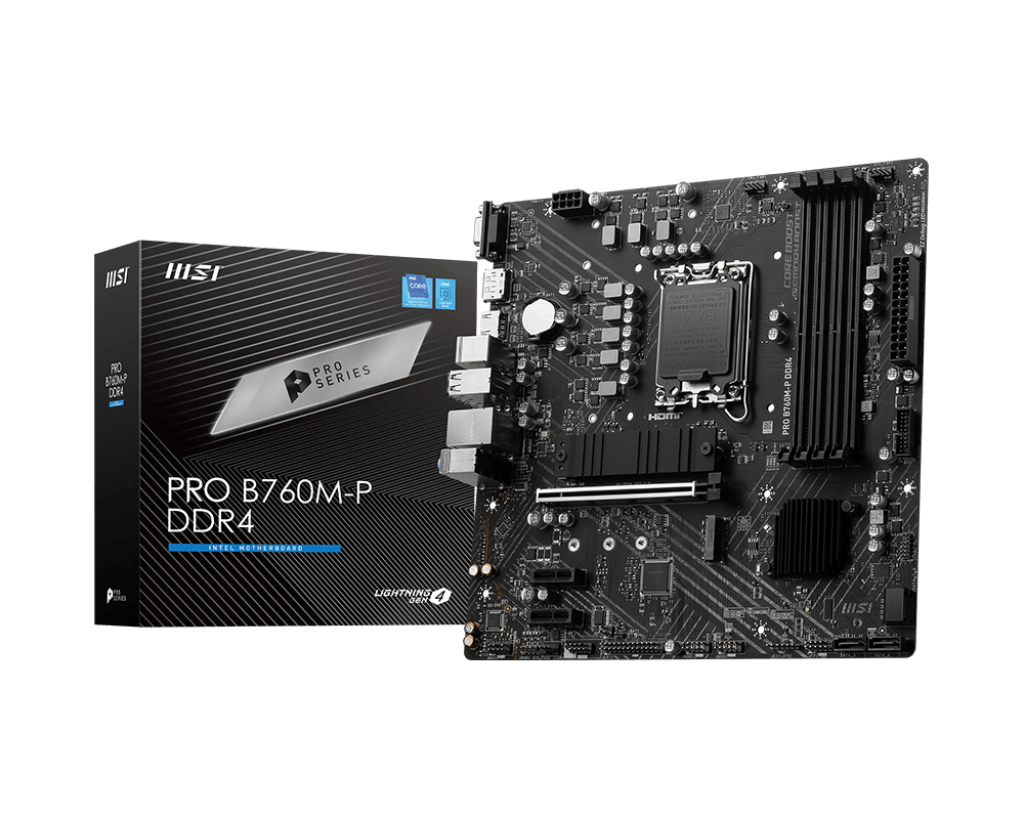 Материнская плата MSI PRO B760M-P DDR4 LGA1700 4xDDR4 4xSATA3 RAID 2xM.2 VGA HDMI DP mATX