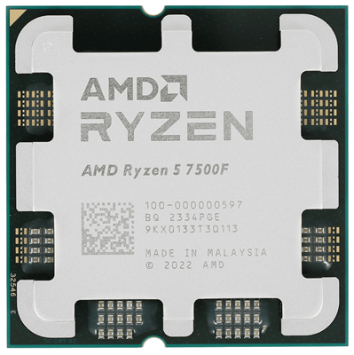 Процессор AMD Ryzen 5 7500F 3,7Гц (5,0ГГц Turbo) 6C/12T 32MB L3 65W-85W AM5 OEM 100-000000597