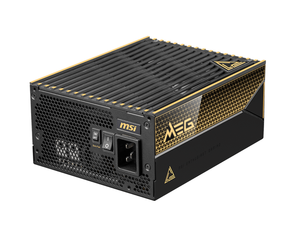 Блок питания MSI 1600W, MEG Ai1600T PCIE5, Full Modular, ATX, 80+ TITANIUM, >94%, Fan 135mm, Черный