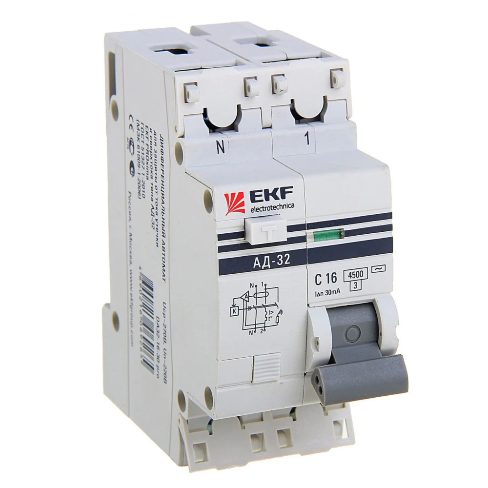Дифференциальный автомат 1P+N 25A 30мА типАС х-ка С эл.4,5кА Д-12 EKF Basic