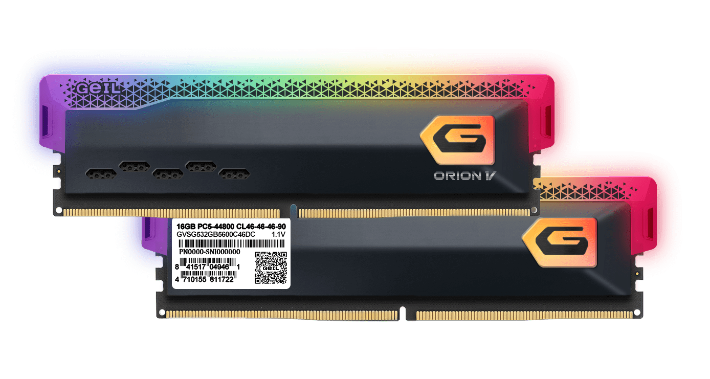Оперативная память 64GB Kit (2x32GB) GEIL Orion V RGB 5600Mhz DDR5 CL38 GVSG564GB5600C38ADC Grey