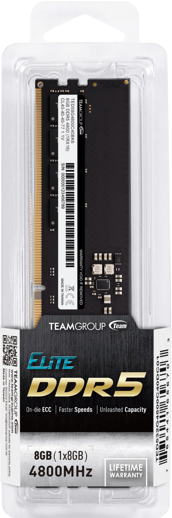 Оперативная память  8GB 4800MHz DDR5 Team Group ELITE PC5-38400 TED58G4800C4001