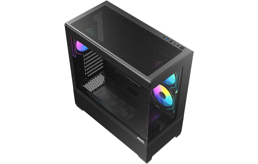 Корпус AOC CG393B 3F ATX/M-ATX/ITX 2xUSB(2.0/3.0) 1xType-C 1xAudio/Mic Черный AOC-CG393-BF3V1R0UD-G