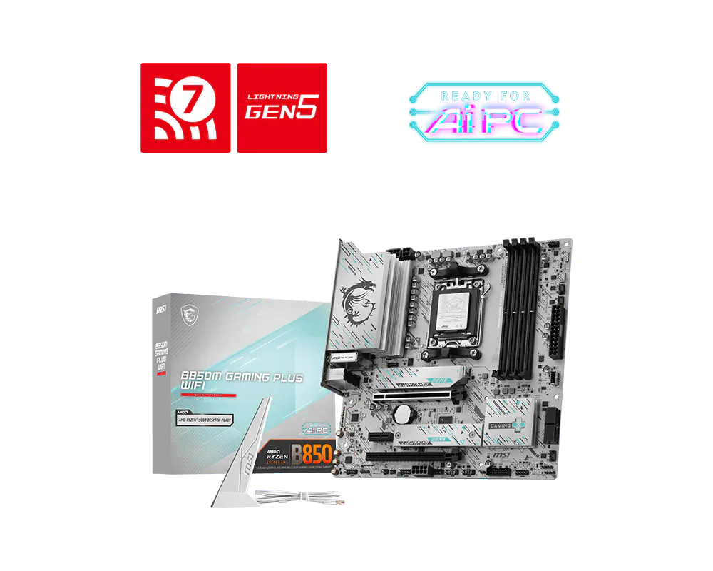 Материнская плата MSI B850M GAMING PLUS WIFI AM5 4xDDR5 4xSATA3 RAID 3xM.2 HDMI DP 2xType-C(DP) mATX