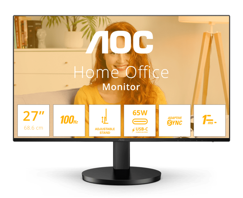 Монитор 27" AOC Q27B3CF2/01 IPS 2560x1440 100Hz 1мс 350кд/м 1300:1 1xHDMI 1x 2xUSB3.2 1xUSB-C 2x2W