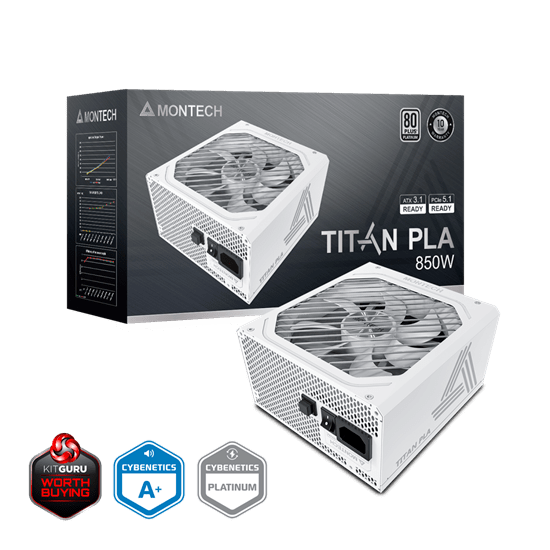 Блок питания Montech  850W, TITAN PLA 850W, Full Modular, 80+ PLATINUM, КПД 90%, Fan 135mm, Белый