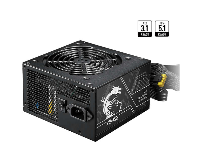 Блок питания MSI  750W, MAG A750BN PCIE5 II, Non Modular, ATX, 80+ BRONZE, >85%, Fan 120mm, Черный