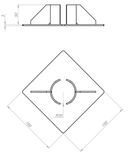 Оголовок сваи 150х150х3 (покрытие - грунт-краска Акромед)