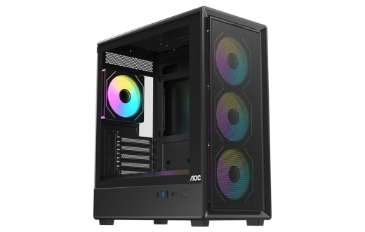 Корпус AOC CG450B 4F M-ATX/ITX 1xUSB2.0 1xUSB3.0 1xType-C 1xAudio/Mic Черный AOC-CG450-BF4V1R0UD-G