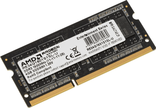 Оперативная память для ноутбука 4Gb DDR3L 1600MHz AMD Radeon R5 Entertainment Series R534G1601S1SL-U
