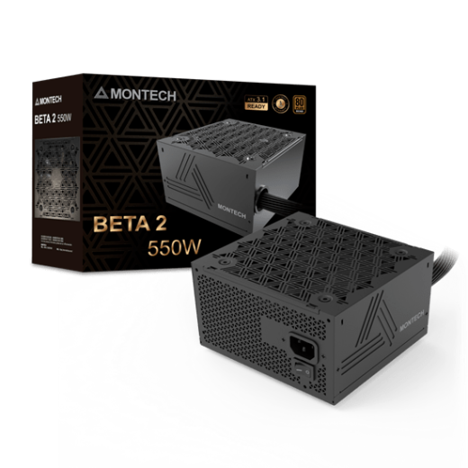 Блок питания Montech  550W, BETA 2 550W, Non Modular, ATX, 80+ BRONZE, КПД 90%, Fan 120mm, Черный