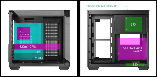 Корпус AOC CG389B 3F M-ATX/ITX 1xUSB2.0 1xUSB3.0 1xType-C 1xAudio/Mic Черный AOC-CG389-BF3V1R0T3-G