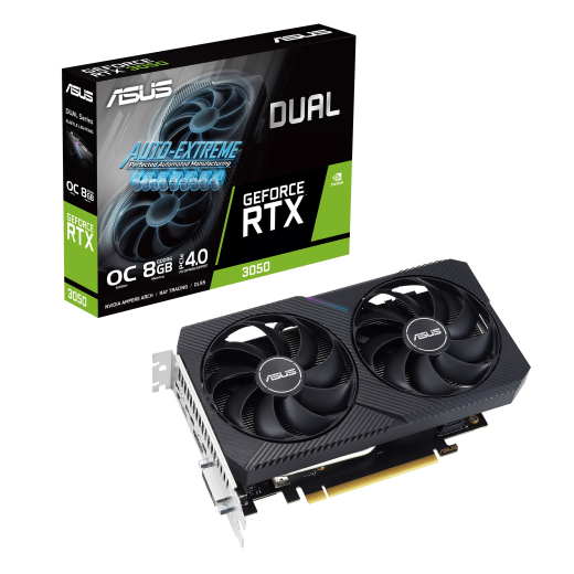 Видеокарта ASUS GeForce RTX 3050 OC GDDR6 8GB 128-bit HDMI 1xDVI 1xHDMI 1xDP DUAL-RTX3050-O8G-V2