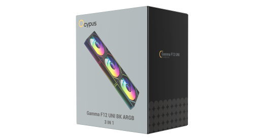 Вентилятор для корпуса Ocypus Gamma F12 UNI BK ARGB 3-IN-1 3x(123x120x25mm) 800-1800RPM 53CFM Черный