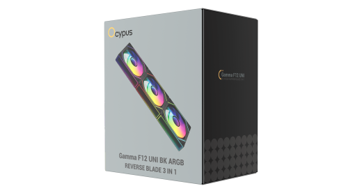 Вентилятор для корпуса Ocypus Gamma F12 UNI BK ARGB REVERSE BLADE 3-IN-1 800-1800RPM Черный