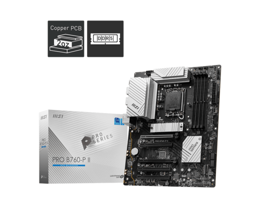Материнская плата MSI PRO B760-P II LGA1700 4xDDR5 4xSATA3 RAID 2xM.2 HDMI DP ATX