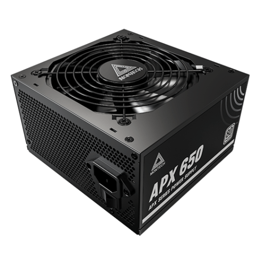 Блок питания Montech  650W, APX 650W, Non Modular, ATX, 80+ WHITE, КПД 90%, Fan 120mm, Черный