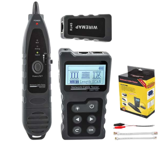 Многофункциональный тестер для LAN, телефонного  кабеля, определение PoE, WIREMAP, фонарь NF-8209