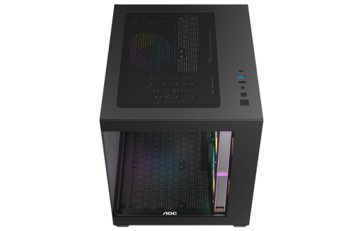 Корпус AOC CG381B 3F M-ATX/ITX 1xUSB2.0 1xUSB3.0 1xType-C 1xAudio/Mic Черный AOC-CG381-BF3V1R0T2-G