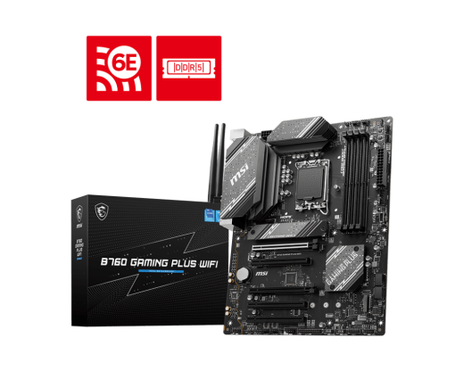Материнская плата MSI B760 GAMING PLUS WIFI LGA1700 B760 4xDDR5 4xSATA3 RAID 2xM.2 HDMI DP ATX