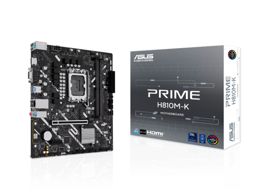 Материнская плата ASUS PRIME H810M-K, LGA1851 H810 2xDDR5 4xSATA 1xM.2 1xPCIe 4.0 HDMI D-Sub mATX