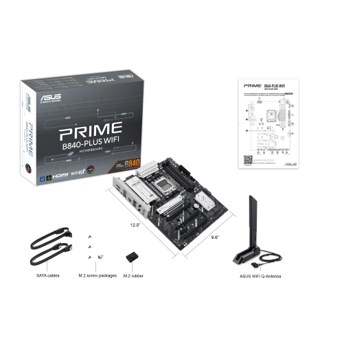 Материнская плата ASUS PRIME B840-PLUS WIFI AM5 4xDDR5 4xSATA 3xM.2 HDMI 2xDP mATX