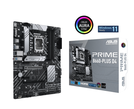 Материнская плата ASUS PRIME B660-PLUS D4, LGA1700 4xDDR4 4xSATA3 3xM.2 RAID D-Sub HDMI DP ATX