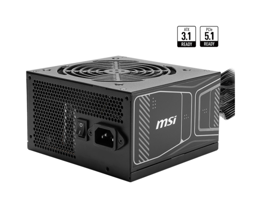 Блок питания MSI  750W, MAG A750GN PCIE5, Non Modular, ATX, 80+ GOLD, КПД >90%, Fan 120mm, Черный