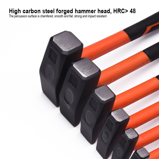 Молоток с фиберглассовой рукояткой, квадратный боек, 500 гр. Арт.590035