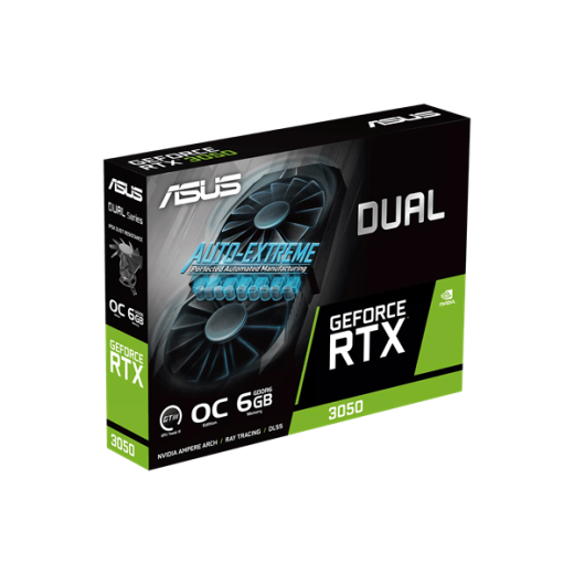Видеокарта ASUS GeForce RTX 3050 OC GDDR6 6GB 96-bit DVI HDMI DP DUAL-RTX3050-O6G