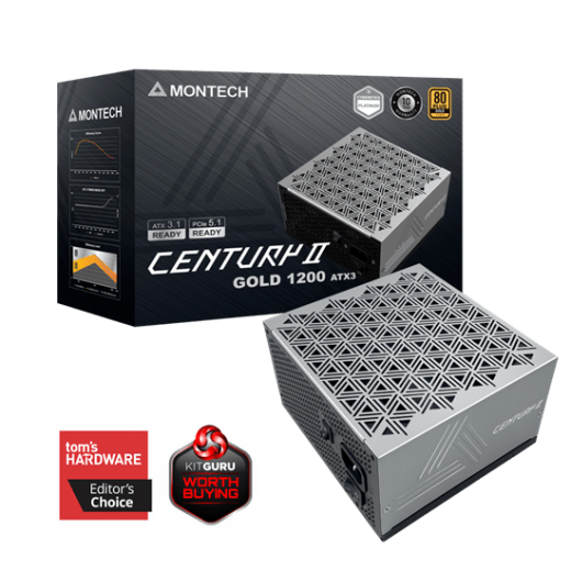 Блок питания Montech 1200W, CENTURY II 1200W, Full Modular, 80+ GOLD, КПД 90%, Fan 135mm, Серебро