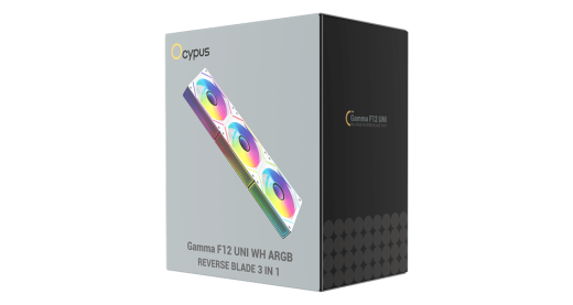 Вентилятор для корпуса Ocypus Gamma F12 UNI WH ARGB REVERSE BLADE 3-IN-1 3x(123x120x25mm) Белый