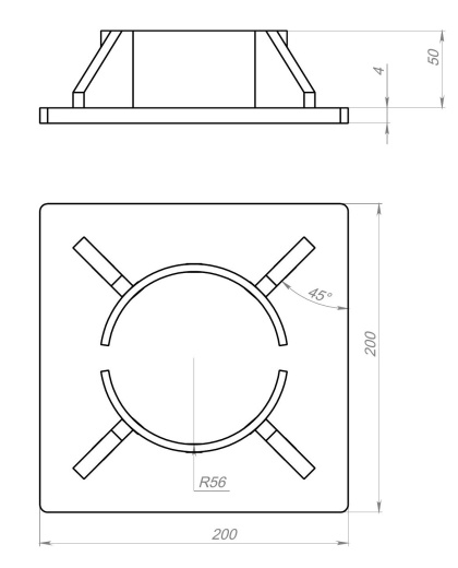Оголовок сваи 200х200х4 (покрытие - грунт-краска Акромед)