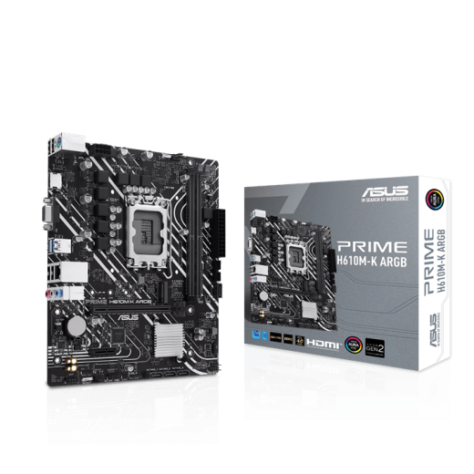 Материнская плата ASUS PRIME  H610M-K ARGB, LGA1700 2xDDR5 4xSATA3 M.2 VGA HDMI mATX