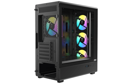 Корпус AOC CG450B 4F M-ATX/ITX 1xUSB2.0 1xUSB3.0 1xType-C 1xAudio/Mic Черный AOC-CG450-BF4V1R0UD-G