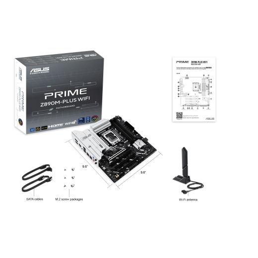 Материнская плата ASUS PRIME Z890M-PLUS WIFI, LGA1851 4xDDR5 6xSATA3 3xM.2 HDMI DP USB-C mATX