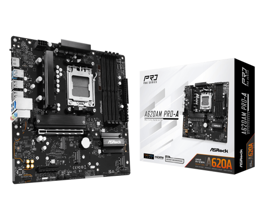 Материнская плата ASRock A620AM PRO-A AM5 4xDDR5 2xSATA3 RAID 3xM.2 Type-C HDMI mATX