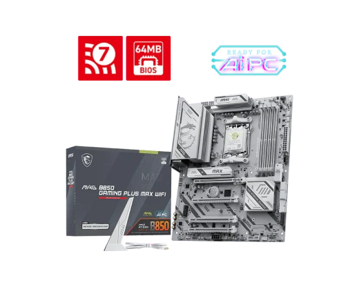 Материнская плата MSI MAG B850 GAMING PLUS MAX WIFI AM5 B850 4xDDR5 4xSATA RAID 3xM.2 1xDP ATX