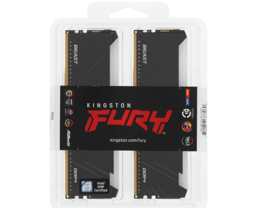 Оперативная память 32GB Kit (2x16Gb) DDR4 3200MHz Kingston FURY Beast RGB CL16 KF432C16BB12AK2/32WP