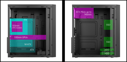 Корпус AOC CB114B ATX/M-ATX/ITX 2xUSB2.0 1xUSB3.0 1xAudio 1xMic Черный AOC-CB114-BEV1B-G