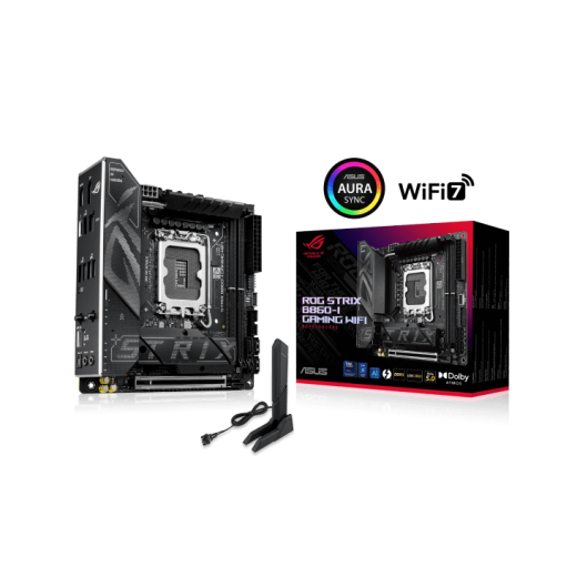 Материнская плата ASUS ROG STRIX B860-I GAMING WIFI, LGA1851 B860 2xDDR5 SATA M.2 HDMI DP USB-C mITX