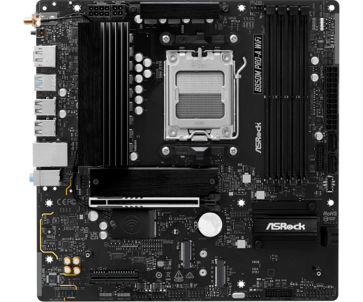 Материнская плата ASRock B850M PRO-A WIFI AM5 4xDDR5 4xSATA 3xM.2 15xUSB 1xHDMI 1xDP WiFi6E mATX