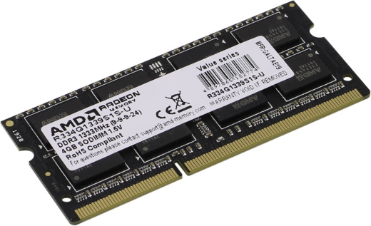 Оперативная память для ноутбука 4Gb DDR3 1333MHz AMD Radeon R3 Value Series R334G1339S1S-U Retail