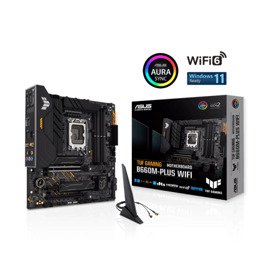 Материнская плата ASUS TUF GAMING B660M-PLUS WIFI, LGA1700 4xDDR5 4xSATA3 RAID 2xM.2 HDMI DP mATX
