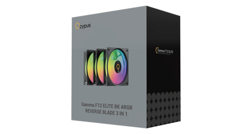Вентилятор для корпуса Ocypus Gamma F12 Elite BK ARGB REVERSE BLADE 3-IN-1 3x(120x120x25mm) Черный