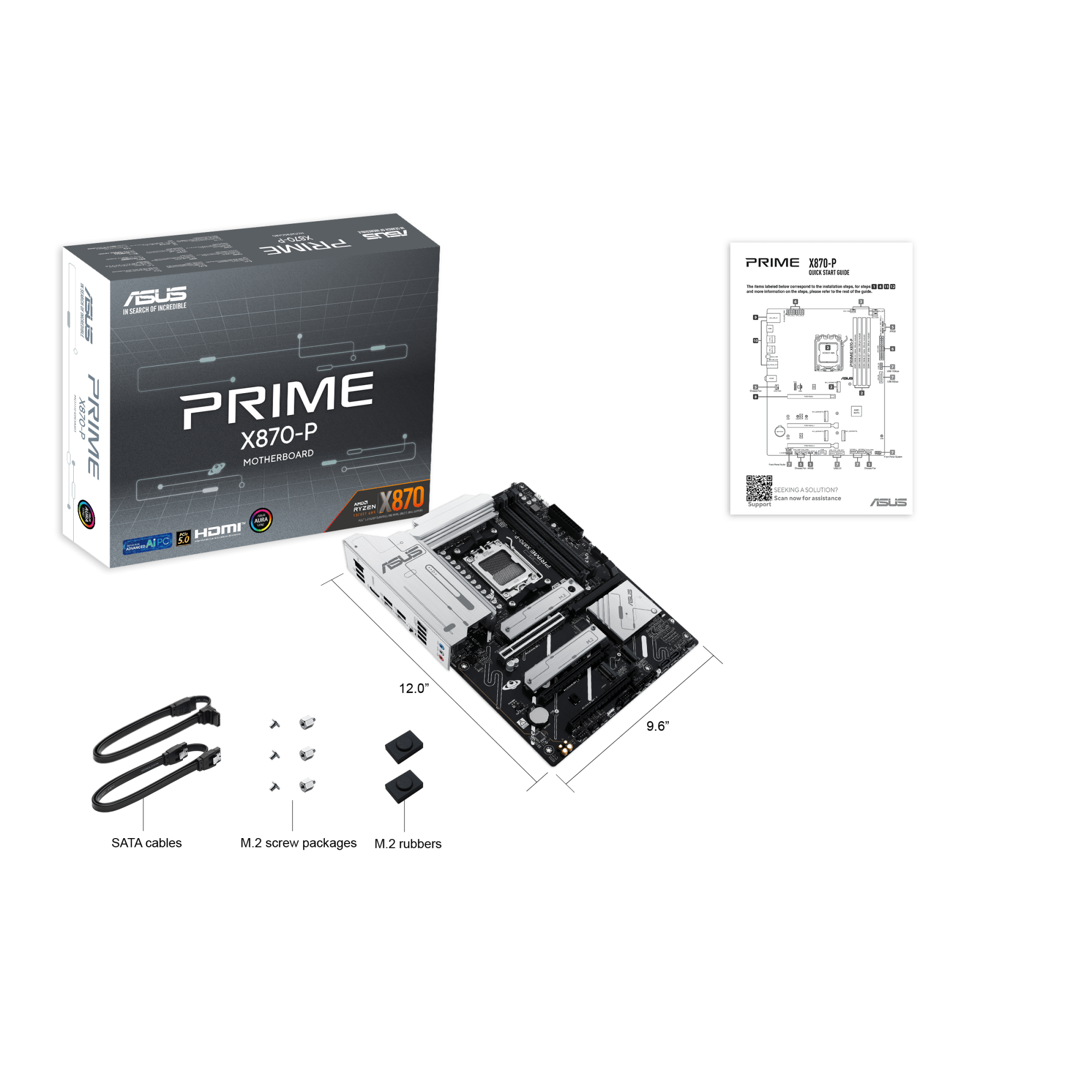 Материнская плата ASUS PRIME X870-P AM5 4xDDR5 2xSATA3 4xM.2 HDMI USB-C ATX