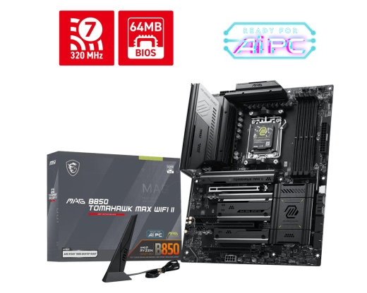 Материнская плата MSI MAG B850 TOMAHAWK MAX WIFI II AM5 4xDDR5 4xSATA3 4xM.2 RAID 1xHDMI ATX